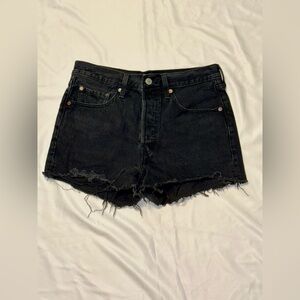 Levi’s 501 Premium Cutoff Shorts Black W27 High Rise Button Fly